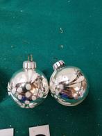Kerstballen retro glas zilver met wit bespoten , [a679], Ophalen of Verzenden