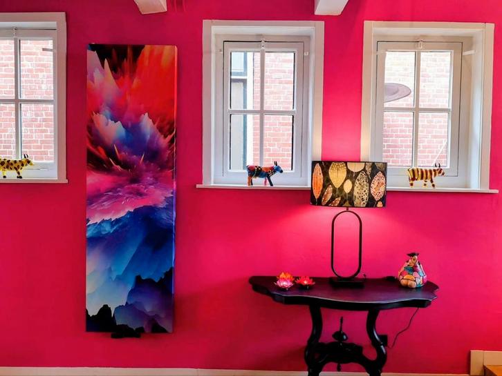 Design radiator met kunstpaneel, Doe-het-zelf en Verbouw, Verwarming en Radiatoren, Zo goed als nieuw, Radiator, 800 watt of meer