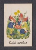 Vrolijk Kerstfeest Drie Kabouters Paddenstoel., Verzamelen, Ansichtkaarten | Themakaarten, Ophalen of Verzenden, 1920 tot 1940