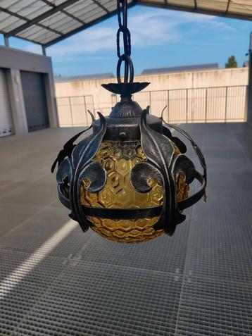 Vintage hanglamp geel glas beschikbaar voor biedingen