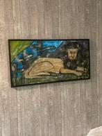 Klassiek Schilderij Leeuw - Ingelijst 60x90 cm - Uniek Kunst, Antiek en Kunst, Kunst | Schilderijen | Klassiek, Ophalen of Verzenden