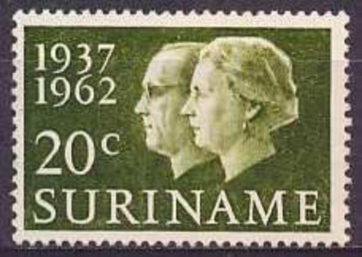 Suriname NVPH nr 378 postfris Zilveren Huwelijk 1962, Postzegels en Munten, Postzegels | Suriname, Postfris, Verzenden