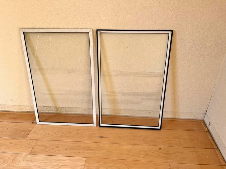 2 voorzetramen, Doe-het-zelf en Verbouw, Glas en Ramen, Gebruikt, Gevelraam of Ruit, Minder dan 80 cm, Minder dan 80 cm, Dubbelglas