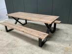 Picknicktafel. Douglas hout met stalen onderstel., Ophalen, Nieuw, Rechthoekig, Hout