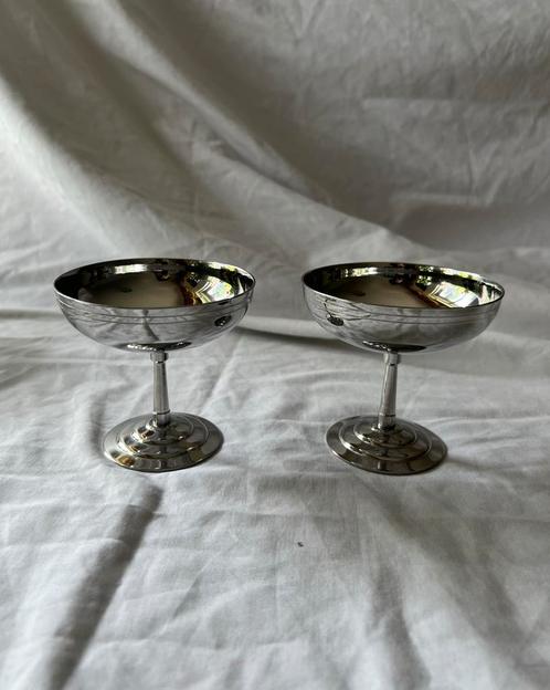 Vintage Franse RVS ijscoupes Letang & Remy | bistro | inox, Huis en Inrichting, Keuken | Servies, Overige typen, Overige stijlen