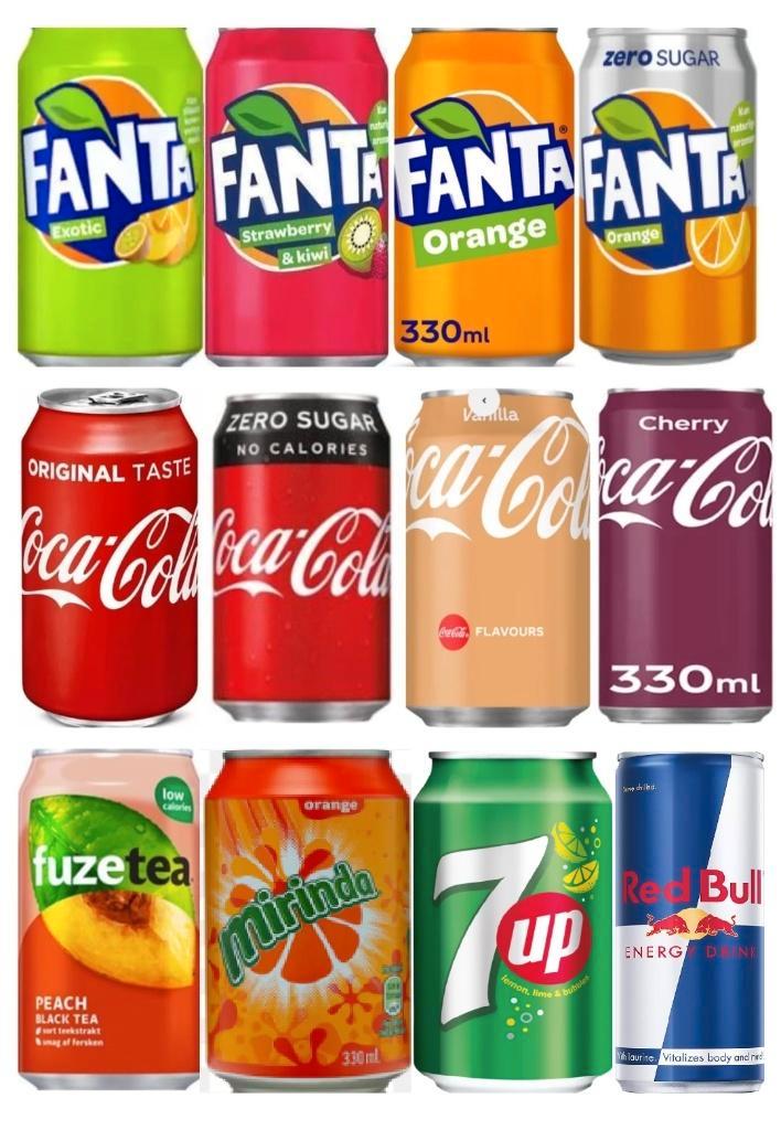 cola, fanta, sprite, mirinda, red bull, monster energy tray, Diversen, Levensmiddelen, Verzenden