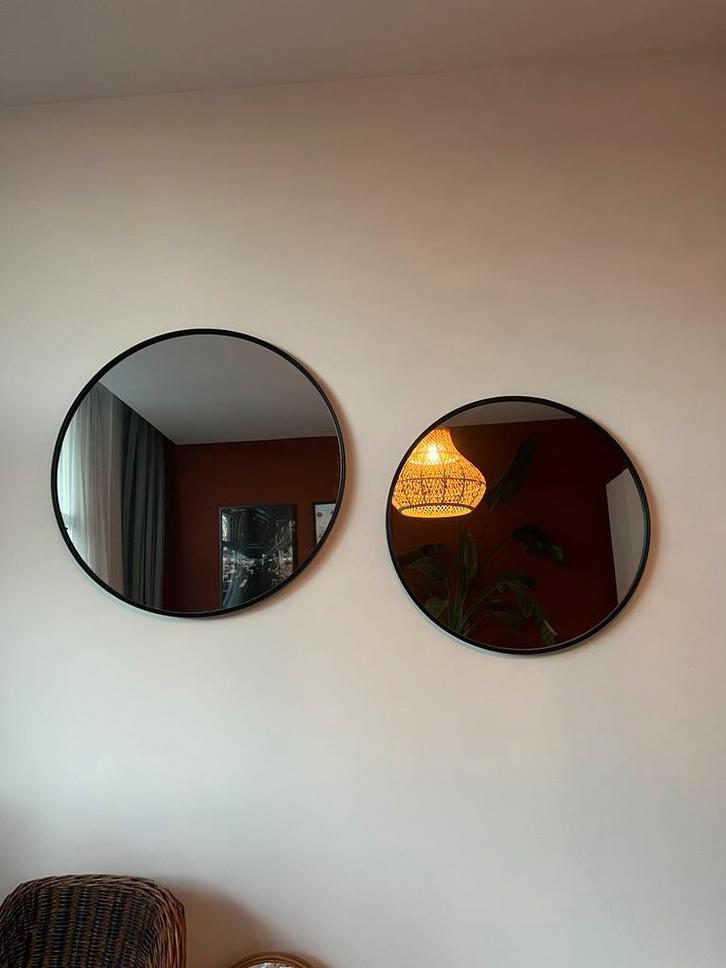 Set van 2 Ronde Spiegels, Huis en Inrichting, Woonaccessoires | Spiegels, Zo goed als nieuw, Minder dan 50 cm, Minder dan 100 cm