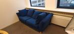 Nette blauwe bank met 5 kussens €100,- Ophalen in Haarlem., Huis en Inrichting, Ophalen, Gebruikt, Driepersoons, 75 tot 100 cm