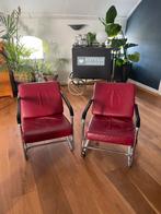 2 vintage rode stoelen, Ophalen, Gebruikt, Vintage, 75 tot 100 cm