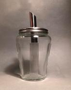 Vintage suikerpotje, suikerdispenser, glas en metaal, Ophalen of Verzenden