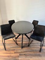 Eettafel en 4 stoelen, 50 tot 100 cm, Rechthoekig, Metaal, Zo goed als nieuw