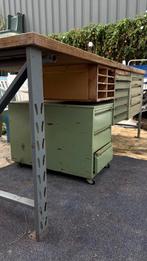 Vintage werkplaatskast / bureau industrieel groen, Ophalen, Gebruikt, ., Overtoom