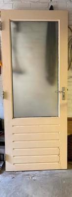 Hardhouten buitendeur inclusief thermopane glas, Doe-het-zelf en Verbouw, Ophalen, Gebruikt, 80 tot 100 cm, Buitendeur
