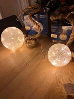 2x kerstbal glas met verlichting en jute touw, Diversen, Kerst, Ophalen, Zo goed als nieuw