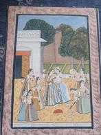 Rajastan, India miniatuur feest op zijde, prof. Ingelijst., Antiek en Kunst, Ophalen
