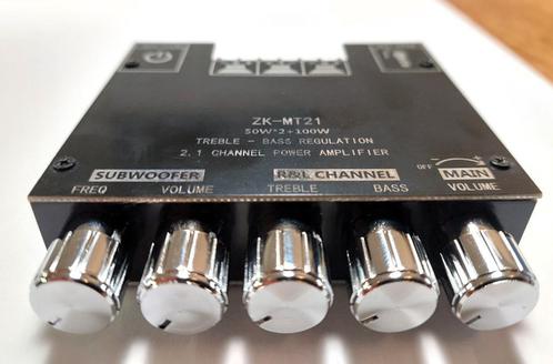 Mini 2.1 bluetooth versterker 2*50 Watt + 1*100 Watt (sub), Audio, Tv en Foto, Versterkers en Receivers, Nieuw, 120 watt of meer