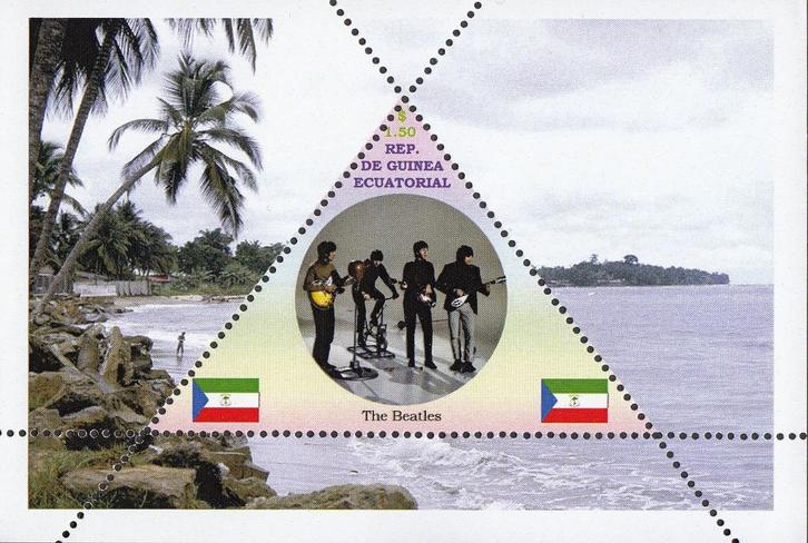 THE BEATLES = Prachtig triangle bl. v GUINEA-Ecu-39-19, Postzegels en Munten, Postzegels | Thematische zegels, Postfris, Overige thema's