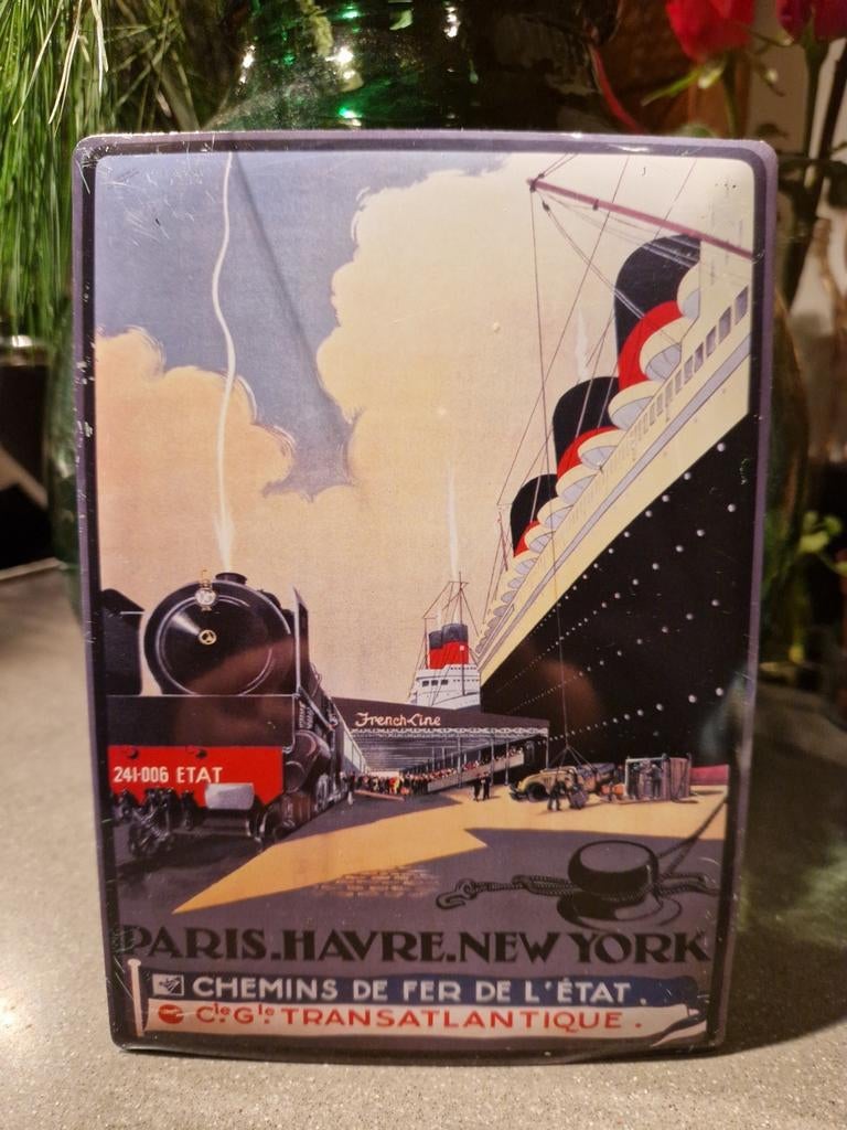 2 Mooie grote blikken ansichtkaarten met trein afbeelding, Verzamelen, Spoorwegen en Tramwegen, Verzenden, Trein, Overige typen