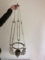 Antieke Hanglamp met Keramische Pot en Messing Frame, Ophalen