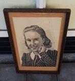 Pentekening vrouw jaren 1920, Antiek en Kunst, Kunst | Tekeningen en Foto's, Ophalen