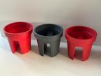3 Ecken & Kanten bloempotten 28cm rood/antraciet, Kunststof, Rond, Nieuw, Ophalen of Verzenden
