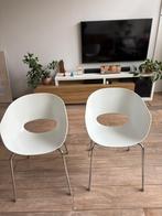 Witte eetkamerstoelen/kuipstoelen, Huis en Inrichting, Stoelen, Ophalen, Gebruikt, Wit, Twee
