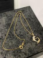 14 karaats gouden ketting met dolfijnen en harten hanger, Nieuw, Goud, Goud, Ophalen of Verzenden