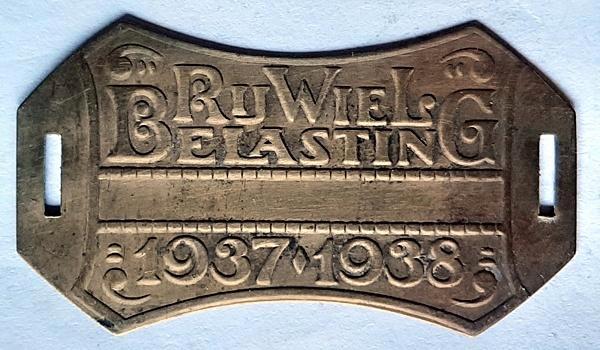 Fietsplaatje Rijwielbelasting 1937-1938, Postzegels en Munten, Penningen en Medailles, Overige materialen, Nederland, Verzenden