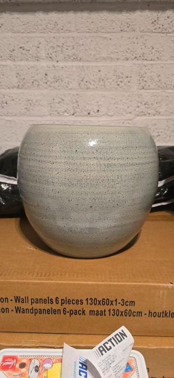Stevige bloem pot - blauw / grijs achtig - 25x 25Ø cm beschikbaar voor biedingen