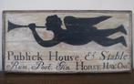 Handgeschilderd houten Pub bord / vintage/ antiek / Publick, Ophalen of Verzenden, Zo goed als nieuw, Schilderij, Minder dan 50 cm