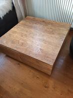 Houten salontafel met opbergruimte, Huis en Inrichting, Ophalen, Gebruikt, 50 tot 100 cm, Vierkant