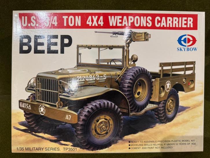 Skybow TP3501 1/35 U.S. Ton 4 x 4 weapons carrier "Beep", Hobby en Vrije tijd, Modelbouw | Auto's en Voertuigen, Nieuw, Tank, 1:32 tot 1:50