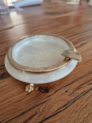 Vintage art deco marmeren Asbak met Gouden Details beschikbaar voor biedingen