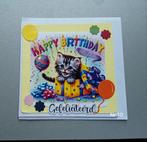 Zelfgemaakte kaart gefeliciteerd  poesje, Ophalen of Verzenden, Nieuw, Kerst