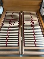 MALM bed eiken 160x200 + verstelbare lattenbodems+ matrassen, Ophalen, Bruin, Tweepersoons, 200 cm