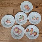 Sarreguemines faience Frankrijk 6 gave fruit borden, Antiek en Kunst, Antiek | Keramiek en Aardewerk, Ophalen of Verzenden