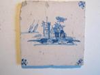 een 17e eeuwse tegel met wat huisjes op een eiland, Ophalen of Verzenden