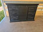 Mangohouten dressoir zwart / black 140 cm, Ophalen, 100 tot 150 cm, Zo goed als nieuw, Metaal
