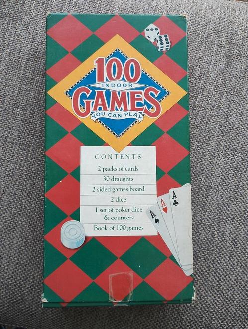 Doos met 100 indoor spellen., Hobby en Vrije tijd, Gezelschapsspellen | Overige, Zo goed als nieuw, Ophalen