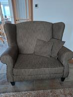 Oorfauteuil/loveseat zwart/beige ruit, z.g.a.n., Ophalen, Zo goed als nieuw, 75 tot 100 cm, Stof