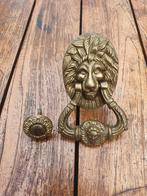Koperen deur knop deur klopper leeuwenkop deurklopper, Ophalen of Verzenden