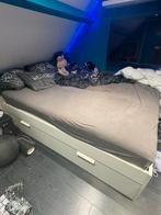Tweepersoonsbed met opberglades, Ophalen, Gebruikt, Wit, Tweepersoons