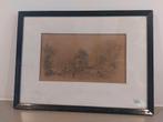 Watermolen, tekening door P.C. Simon Leeuwarden omstr. 1850, Antiek en Kunst, Kunst | Schilderijen | Klassiek, Ophalen of Verzenden