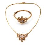 18 karaat goud collier met armband diamanten 1.40 ct. 1977, Ophalen of Verzenden, Goud, Ketting, Met edelsteen