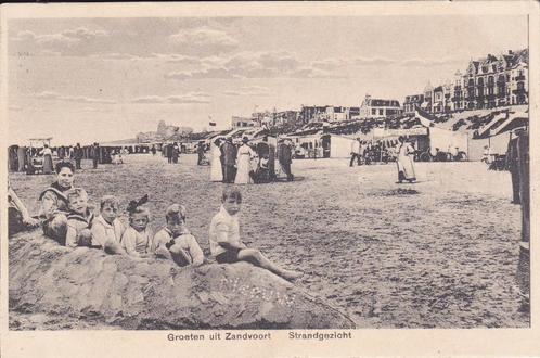 04249 - Zandvoort - Groeten uit ... Strandgezicht - gel 1925, Verzamelen, Ansichtkaarten | Nederland, Gelopen, Noord-Holland, 1920 tot 1940