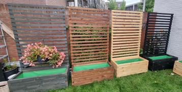 Grote houten plantenbakken 100x40x40 met klimrek 180cm beschikbaar voor biedingen