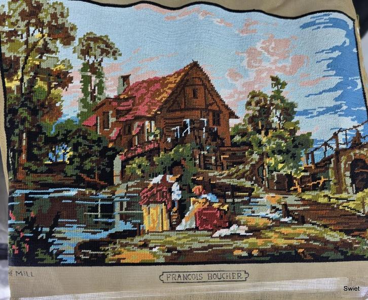 2250 borduurwerk 45x60cm schilderij the mill van F. Boucher, Hobby en Vrije tijd, Borduren en Borduurmachines, Nieuw, Overige typen