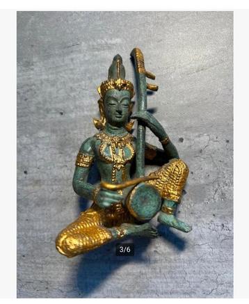 Bronzen beeld Citerspeler Oosters, 11 x 7 x 5 cm beschikbaar voor biedingen