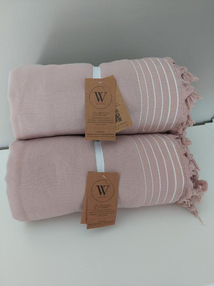 2 NIEUWE Roze hamam badlakens 90x180, Huis en Inrichting, Badkamer | Badtextiel en Accessoires, Nieuw, Handdoek, Roze, Ophalen of Verzenden