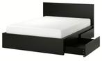 IKEA MALM Bed 180x200 Zwartbruin met Lades, Gebruikt, Zwart, Tweepersoons, Ophalen of Verzenden
